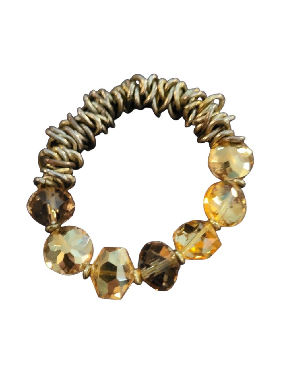 Amber Bead Gold Tone Bracelet